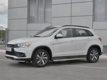 16 649 р. Защита переднего бампера (Ø42 мм, нержавейка) SLITKOFF  Mitsubishi ASX (2017-2020) 2-ой рестайлинг  с доставкой в г. Краснодар. Увеличить фотографию 2