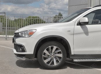 16 999 р. Защита переднего бампера (Ø63 мм, секции, нержавейка) SLITKOFF  Mitsubishi ASX (2017-2020) 2-ой рестайлинг  с доставкой в г. Краснодар. Увеличить фотографию 3