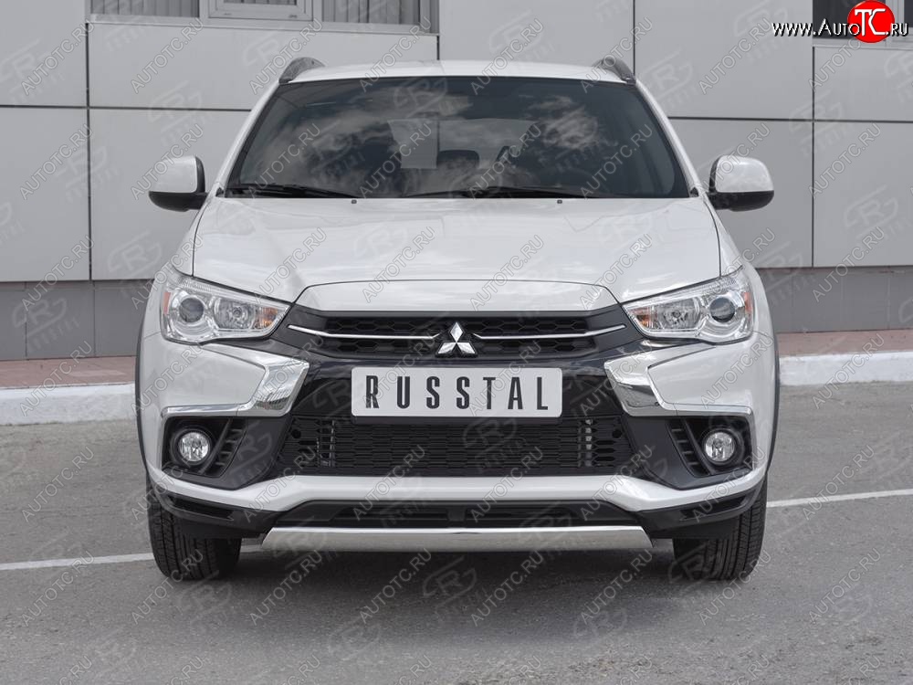 10 349 р. Защита переднего бампера (Ø75x42 мм, нержавейка) Russtal  Mitsubishi ASX (2017-2020) 2-ой рестайлинг  с доставкой в г. Краснодар