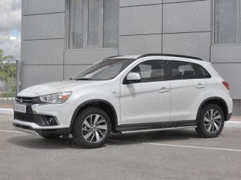 10 349 р. Защита переднего бампера (Ø75x42 мм, нержавейка) Russtal  Mitsubishi ASX (2017-2020) 2-ой рестайлинг  с доставкой в г. Краснодар. Увеличить фотографию 2