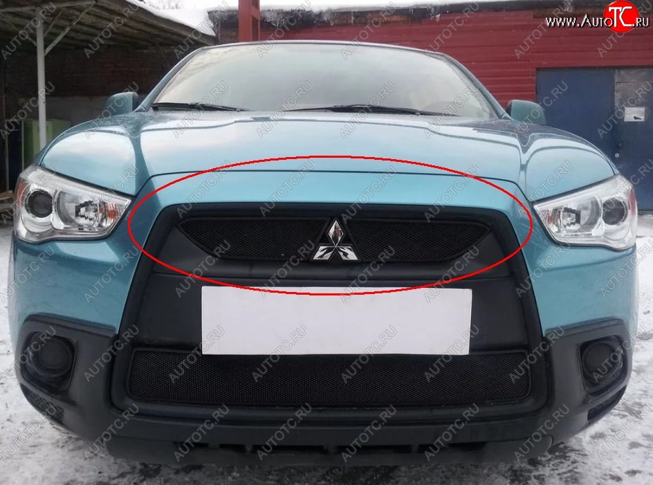 3 799 р. Защитная решётка в воздуховод автомобиля Russtal (черная) Mitsubishi ASX дорестайлинг (2010-2012)  с доставкой в г. Краснодар