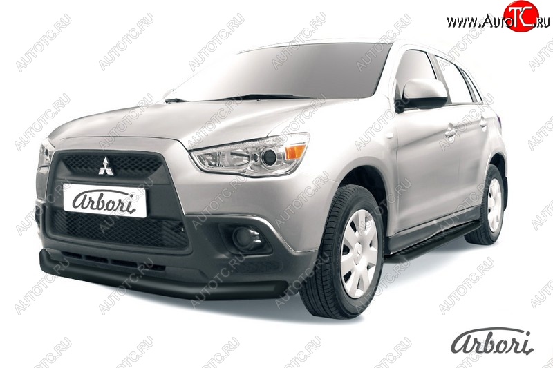 7 739 р. Защита переднего бампера Arbori (черная, 1 труба d76 mm). Mitsubishi ASX дорестайлинг (2010-2012)  с доставкой в г. Краснодар