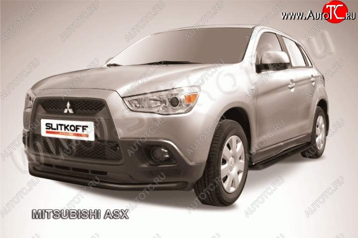 9 449 р. Защита переднего бампера из трубы d57 Slitkoff Mitsubishi ASX дорестайлинг (2010-2012) (Цвет: серебристый)  с доставкой в г. Краснодар