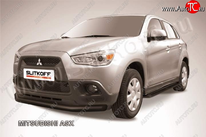 11 499 р. Защита переднего бампера из трубы d76 Slitkoff Mitsubishi ASX дорестайлинг (2010-2012) (Цвет: серебристый)  с доставкой в г. Краснодар