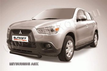 9 999 р. Защита переднего бампера из трубы d76 Slitkoff Mitsubishi ASX дорестайлинг (2010-2012) (Цвет: серебристый)  с доставкой в г. Краснодар. Увеличить фотографию 1