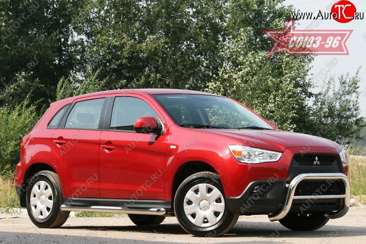 10 934 р. Защита переднего бампера Souz-96 (d76) Mitsubishi ASX дорестайлинг (2010-2012)  с доставкой в г. Краснодар