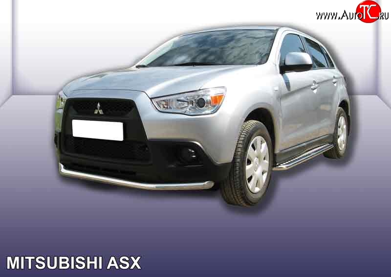 14 999 р. Одинарная защита переднего бампера из трубы диаметром 57 мм Slitkoff Mitsubishi ASX дорестайлинг (2010-2012) (Нержавейка, Полированная)  с доставкой в г. Краснодар