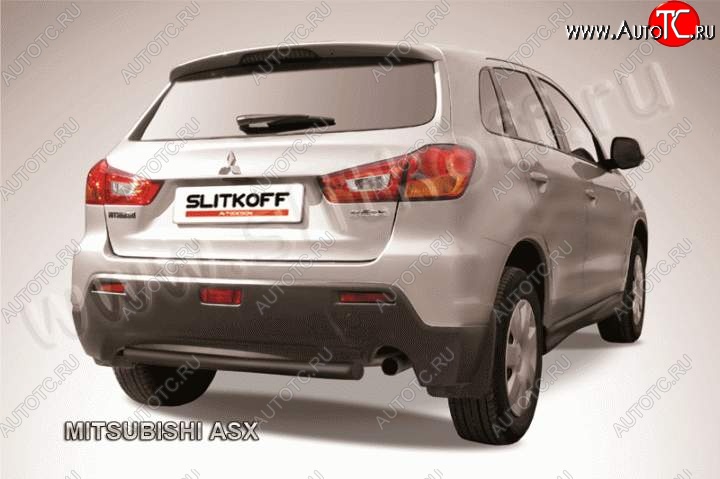 8 449 р. Защита заднего бампера из трубы d57 Slitkoff  Mitsubishi ASX (2010-2012) дорестайлинг (Цвет: серебристый)  с доставкой в г. Краснодар