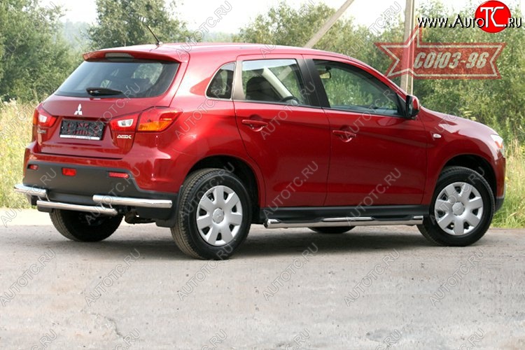 10 799 р. Защита заднего бампера Souz-96 (d60) Mitsubishi ASX дорестайлинг (2010-2012)  с доставкой в г. Краснодар