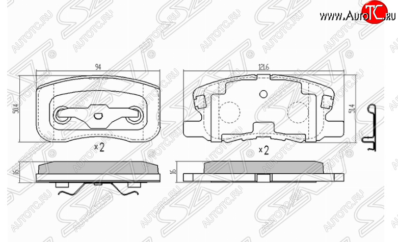 1 289 р. Комплект передних тормозных колодок SAT  Mitsubishi Colt ( Z20, Z30 хэтчбэк 3 дв.,  Z30) (2002-2009) дорестайлинг, хэтчбэк 5 дв. дорестайлинг  с доставкой в г. Краснодар