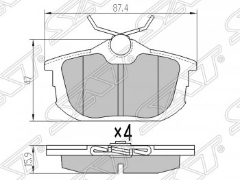 Колодки тормозные SAT (задние) Mitsubishi Lancer 9 2-ой рестайлинг универсал (2005-2009)