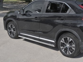 29 699 р. Пороги труба 120х60 овал с проступью Russtal Mitsubishi Eclipse Cross GK дорестайлинг (2017-2021)  с доставкой в г. Краснодар. Увеличить фотографию 3