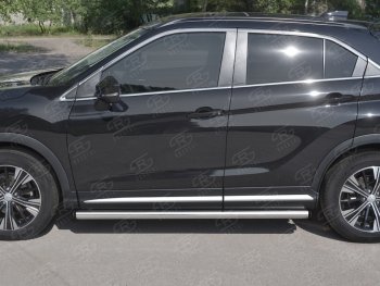 14 849 р. Пороги труба d63 Russtal Mitsubishi Eclipse Cross GK дорестайлинг (2017-2021) (Скошенные края)  с доставкой в г. Краснодар. Увеличить фотографию 2