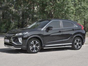 16 649 р. Защита переднего бампера (Ø42 мм, нержавейка) SLITKOFF  Mitsubishi Eclipse Cross  GK (2017-2021) дорестайлинг  с доставкой в г. Краснодар. Увеличить фотографию 2