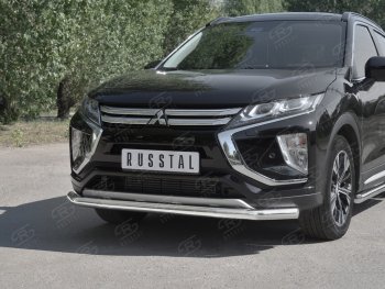 16 999 р. Защита переднего бампера (Ø63 мм, нержавейка) SLITKOFF  Mitsubishi Eclipse Cross  GK (2017-2021) дорестайлинг  с доставкой в г. Краснодар. Увеличить фотографию 4