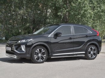 9 649 р. Защита переднего бампера (Ø75х42 мм, нержавейка) Russtal  Mitsubishi Eclipse Cross  GK (2017-2021) дорестайлинг  с доставкой в г. Краснодар. Увеличить фотографию 2