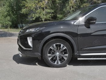 9 649 р. Защита переднего бампера (Ø75х42 мм, нержавейка) Russtal  Mitsubishi Eclipse Cross  GK (2017-2021) дорестайлинг  с доставкой в г. Краснодар. Увеличить фотографию 3