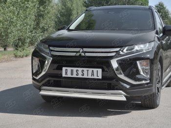 9 649 р. Защита переднего бампера (Ø75х42 мм, нержавейка) Russtal  Mitsubishi Eclipse Cross  GK (2017-2021) дорестайлинг  с доставкой в г. Краснодар. Увеличить фотографию 4