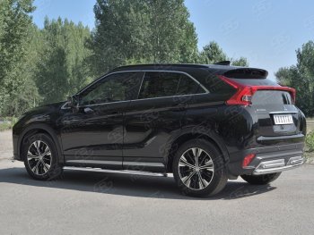 18 549 р. Защита заднего бампера (2 трубы Ø63 и 42 мм, нержавейка) SLITKOFF  Mitsubishi Eclipse Cross  GK (2017-2021) дорестайлинг  с доставкой в г. Краснодар. Увеличить фотографию 2