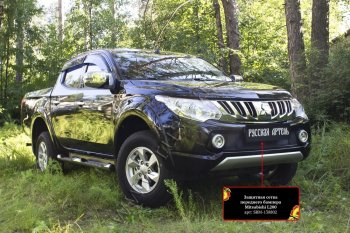 1 939 р. Защитная сетка решетки переднего бампера (шагрень) РА  Mitsubishi L200  5 KK,KL (2015-2019) дорестайлинг  с доставкой в г. Краснодар. Увеличить фотографию 2