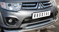 20 849 р. Защита переднего бампера (2 трубыØ63 мм, нержавейка) SLITKOFF Mitsubishi L200 5 KK,KL дорестайлинг (2015-2019)  с доставкой в г. Краснодар. Увеличить фотографию 2