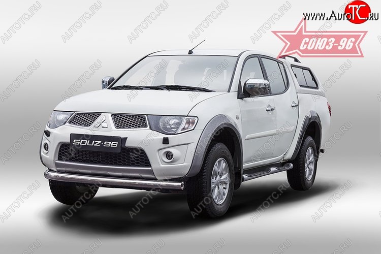 11 654 р. Защита переднего бампера одинарная Souz-96 (d76) Mitsubishi L200 5 KK,KL дорестайлинг (2015-2019)  с доставкой в г. Краснодар