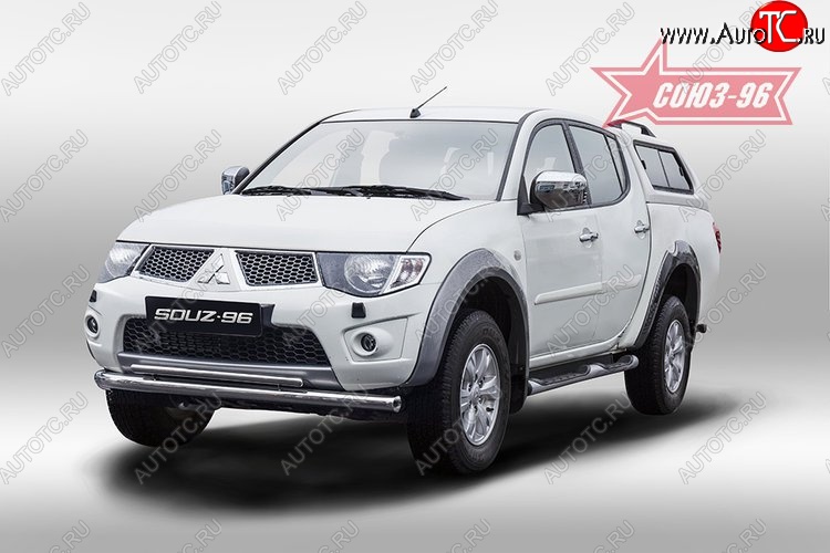 15 254 р. Защита переднего бампера двойная Souz-96 (d76/42) Mitsubishi L200 5 KK,KL дорестайлинг (2015-2019)  с доставкой в г. Краснодар