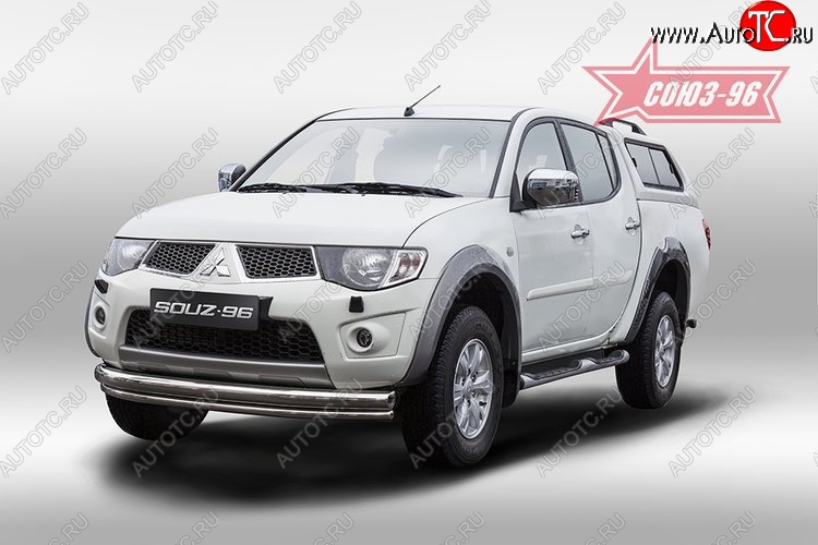 15 254 р. Защита переднего бампера двойная Souz-96 (d76/42) Mitsubishi L200 5 KK,KL дорестайлинг (2015-2019)  с доставкой в г. Краснодар