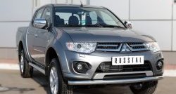 16 999 р. Одинарная защита переднего бампера диаметром 63 мм SLITKOFF  Mitsubishi L200  5 KK,KL (2015-2019) дорестайлинг  с доставкой в г. Краснодар. Увеличить фотографию 4