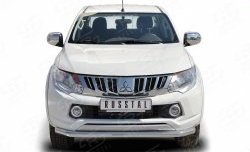 Одинарная защита переднего бампера диаметром 63 мм (рестайлинг) SLITKOFF Mitsubishi L200 5 KK,KL дорестайлинг (2015-2019)