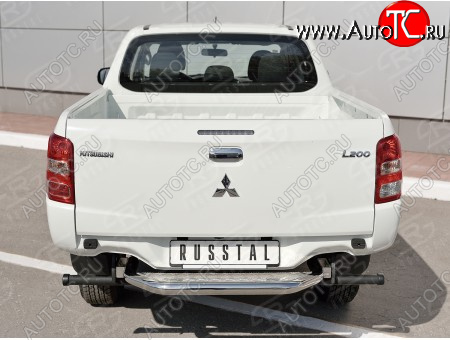 24 999 р. Защита заднего бампера (труба d63 с листом) SLITKOFF  Mitsubishi L200  5 KK,KL (2015-2019) дорестайлинг (Лист алюминий/профиль нержавейка)  с доставкой в г. Краснодар