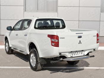 24 999 р. Защита заднего бампера (труба d63 с листом) SLITKOFF  Mitsubishi L200  5 KK,KL (2015-2019) дорестайлинг (Лист алюминий/профиль нержавейка)  с доставкой в г. Краснодар. Увеличить фотографию 3