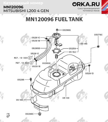 18 199 р. Бак топливный BAKPLAST (75 л., пластиковый) Mitsubishi L200 4  дорестайлинг (2006-2014)  с доставкой в г. Краснодар. Увеличить фотографию 4