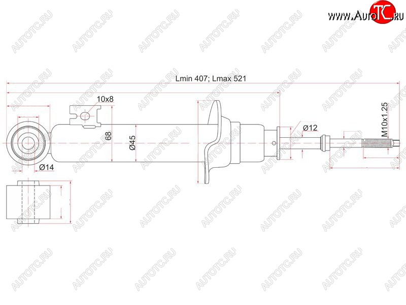 2 259 р. Амортизатор передний LH=RH SAT Mitsubishi L200 4  дорестайлинг (2006-2014)  с доставкой в г. Краснодар