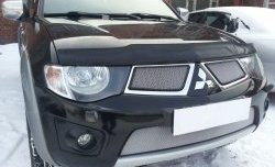 1 539 р. Нижняя сетка на бампер Russtal (хром) Mitsubishi L200 4  дорестайлинг (2006-2014)  с доставкой в г. Краснодар. Увеличить фотографию 3