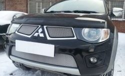 1 589 р. Сетка в решетку радиатора Russtal  Mitsubishi L200  4 - Pajero Sport  PB (хром)  с доставкой в г. Краснодар. Увеличить фотографию 3