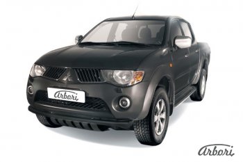 Защита переднего бампера TRITON Arbori (с защитой картера, черная, труба d57 mm). Mitsubishi L200 5 KK,KL рестайлинг (2018-2022)