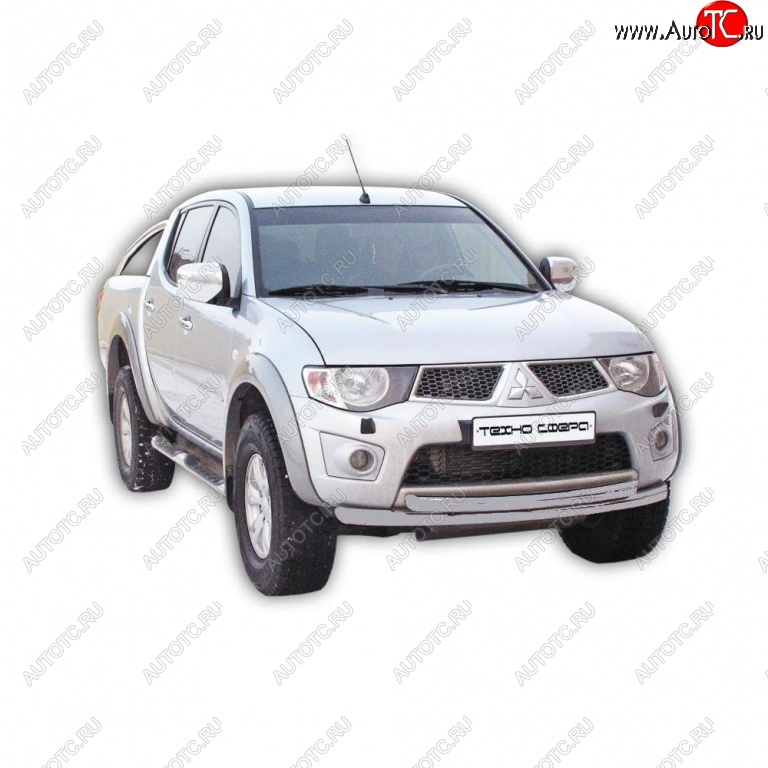 10 599 р. Защита переднего бампера ТехноСфера (Техно Сфера)  Mitsubishi L200  4 (2006-2014)  дорестайлинг (Серебристый)  с доставкой в г. Краснодар