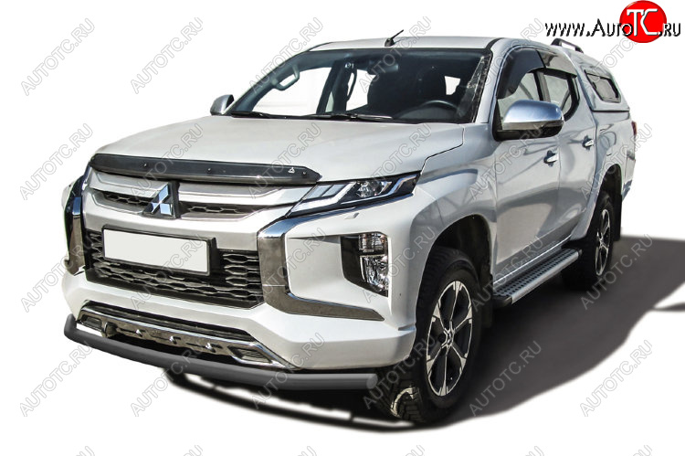 10 399 р. Защита переднего бампера Slitkoff (Ø 57 мм)  Mitsubishi L200  5 KK,KL (2018-2022) рестайлинг (Сталь с полимерным покрытием. Цвет: серебристый)  с доставкой в г. Краснодар