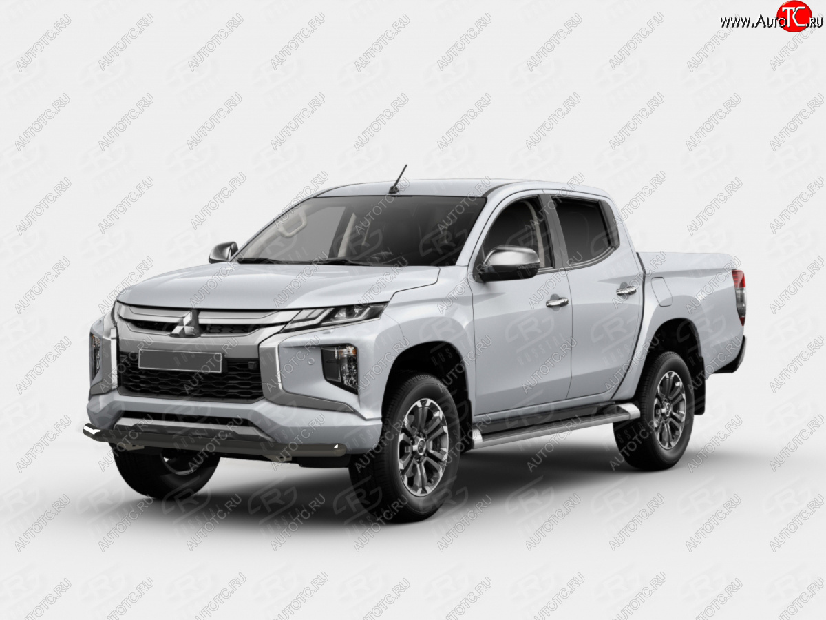 12 949 р. Защита переднего бампера SLITKOFF (Ø63 мм) Mitsubishi L200 5 KK,KL рестайлинг (2018-2022) (порошковая окраска в цвет черный муар)  с доставкой в г. Краснодар