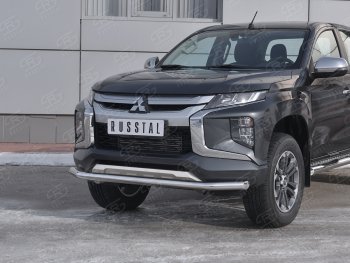 20 649 р. Защита переднего бампера (Ø 63 мм, нержавейка) SLITKOFF Mitsubishi L200 5 KK,KL рестайлинг (2018-2022)  с доставкой в г. Краснодар. Увеличить фотографию 2