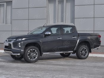 20 649 р. Защита переднего бампера (Ø 63 мм, нержавейка) SLITKOFF Mitsubishi L200 5 KK,KL рестайлинг (2018-2022)  с доставкой в г. Краснодар. Увеличить фотографию 3