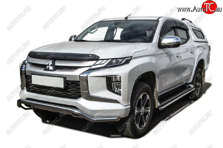 17 699 р. Защита переднего бампера Slitkoff (Ø 57 мм, волна)  Mitsubishi L200  5 KK,KL (2018-2022) рестайлинг (Нержавеющая сталь)  с доставкой в г. Краснодар