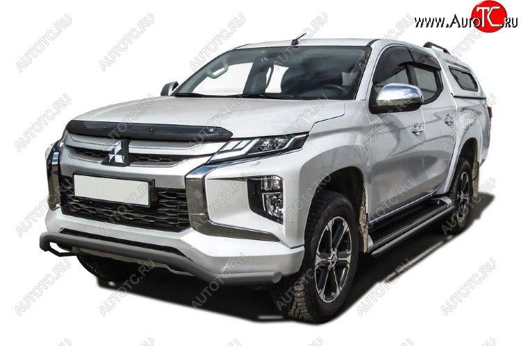 12 399 р. Защита переднего бампера Slitkoff (Ø 57 мм, волна).  Mitsubishi L200  5 KK,KL (2018-2022) рестайлинг (Сталь с полимерным покрытием. Цвет: серебристый)  с доставкой в г. Краснодар