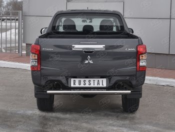 Защита заднего бампера (Ø120x60 мм с проступью, нержавейка) SLITKOFF Mitsubishi (Митсубиси) L200 (л)  5 KK,KL (2018-2022) 5 KK,KL рестайлинг