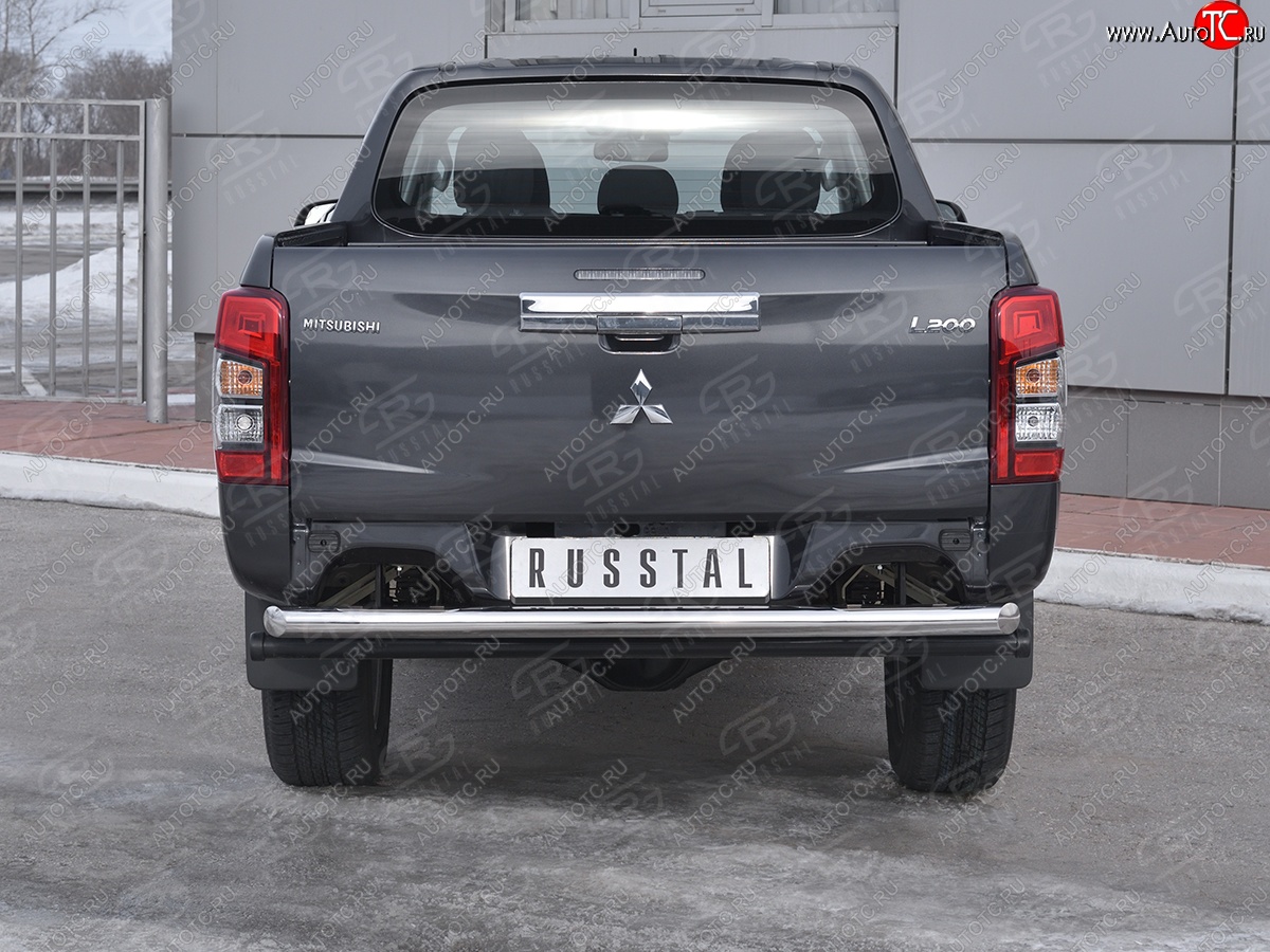 21 999 р. Защита заднего бампера (Ø63 мм, нержавейка) RUSSTAL Mitsubishi L200 5 KK,KL рестайлинг (2018-2022)  с доставкой в г. Краснодар