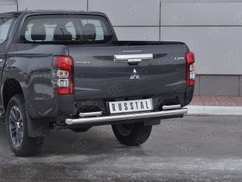 26 999 р. Защита заднего бампера (2 трубы Ø63 и 42 мм , нержавейка) RUSSTAL Mitsubishi L200 5 KK,KL рестайлинг (2018-2022)  с доставкой в г. Краснодар. Увеличить фотографию 2