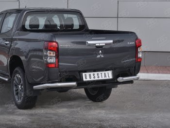 16 599 р. Защита заднего бампера (Ø76 мм уголки, нержавейка) SLITKOFF  Mitsubishi L200  5 KK,KL (2018-2022) рестайлинг  с доставкой в г. Краснодар. Увеличить фотографию 3