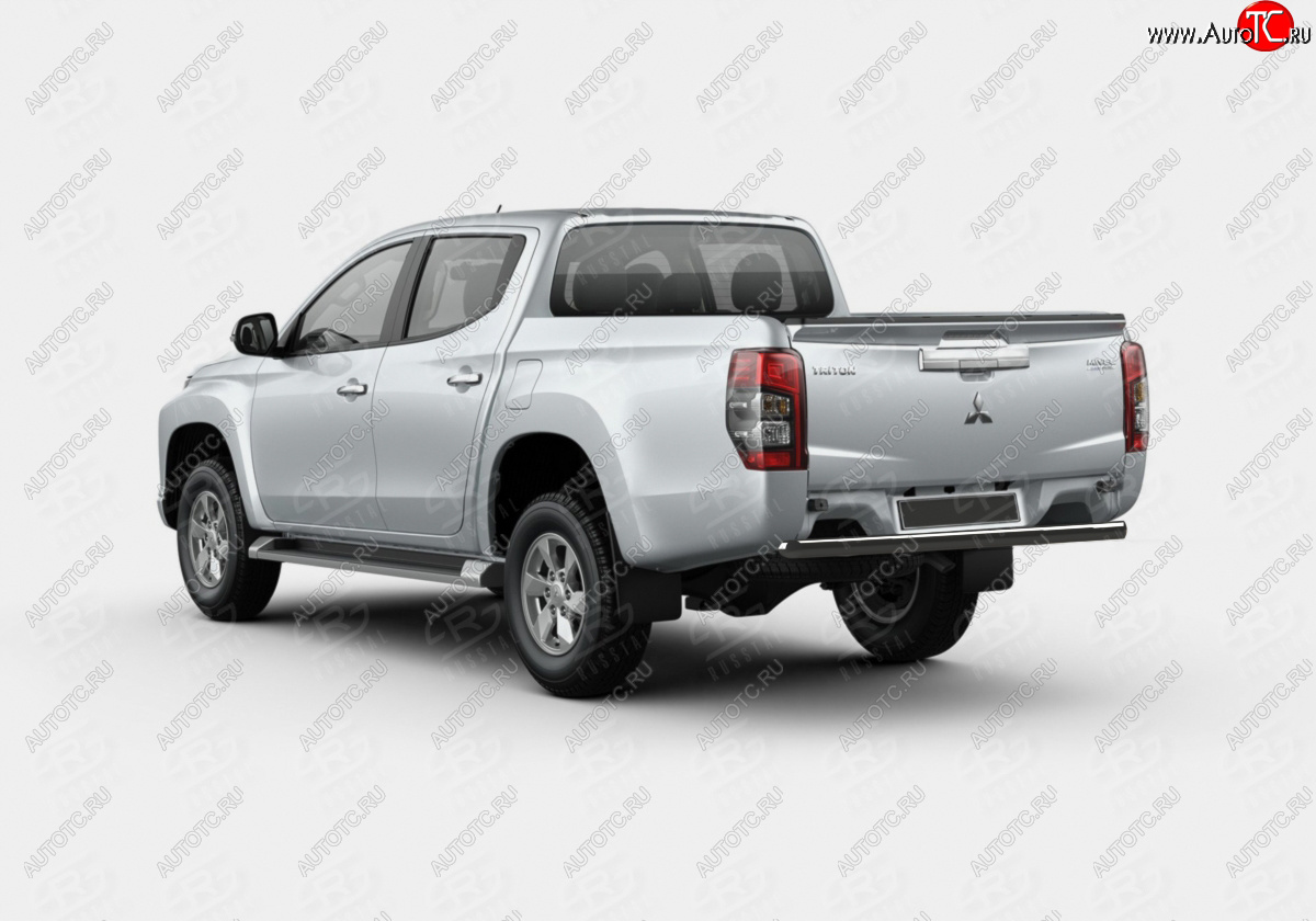 14 349 р. Защита заднего бампера (Ø63 мм, окрашенная) SLITKOFF Mitsubishi L200 5 KK,KL рестайлинг (2018-2022) (цвет черный муар)  с доставкой в г. Краснодар