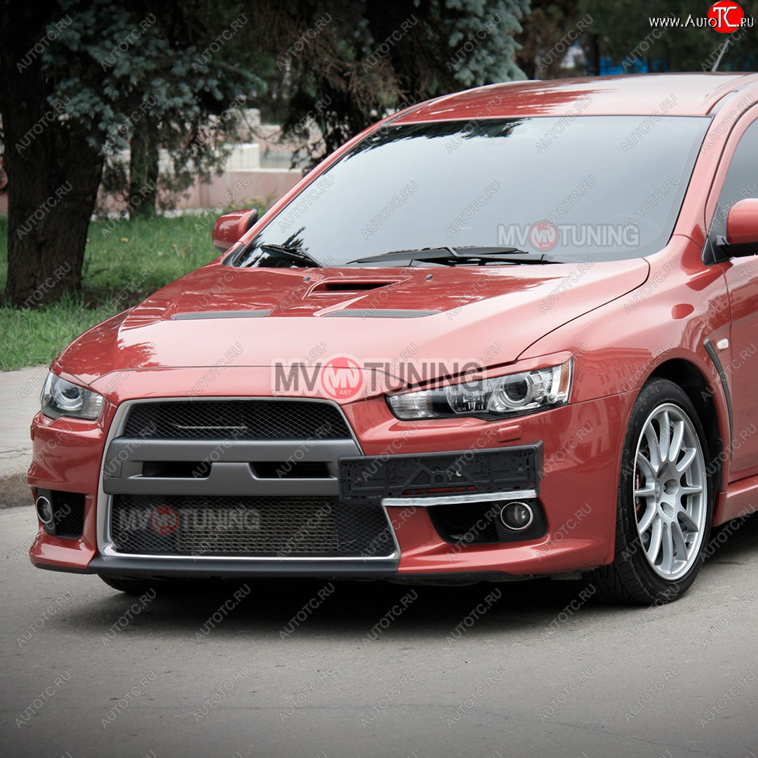 1 149 р. Реснички на фары Mitsubishi Lancer 10 хэтчбэк дорестайлинг (2007-2010) (Неокрашенные)  с доставкой в г. Краснодар